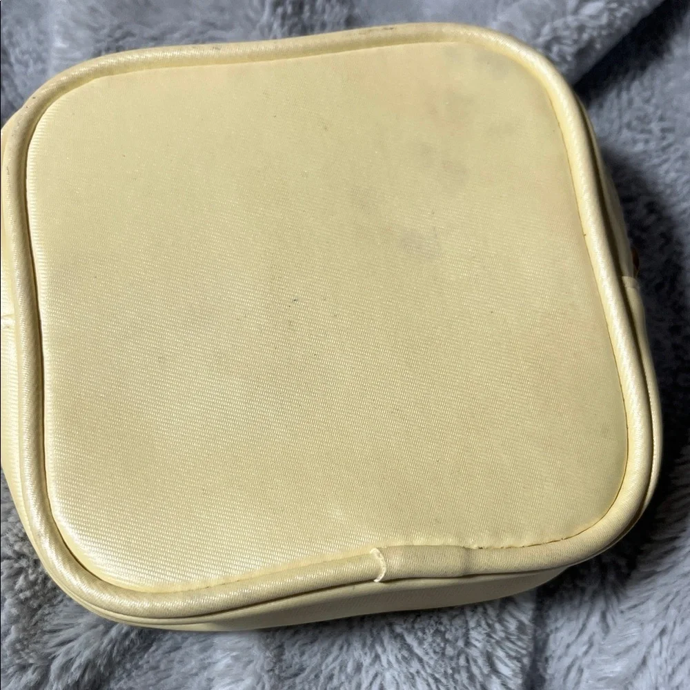 Shiseido Cream mesh cosmetics Pouch with Gold Zipper